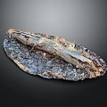 Natural Wood and Stone Decorative Piece with Textured Surface and Contrasting Colors