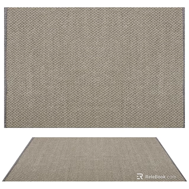 Square Rug with Beige Woven Texture and Simple Design for Home Decor 3d model 