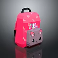 Adorable Pink Backpack With Cartoon Cat Design Cat Paw Prints And Side Cat Ears