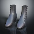 Fashionable Women's Silver Satin Ankle Boots With Button Details And Mid Heel Design
