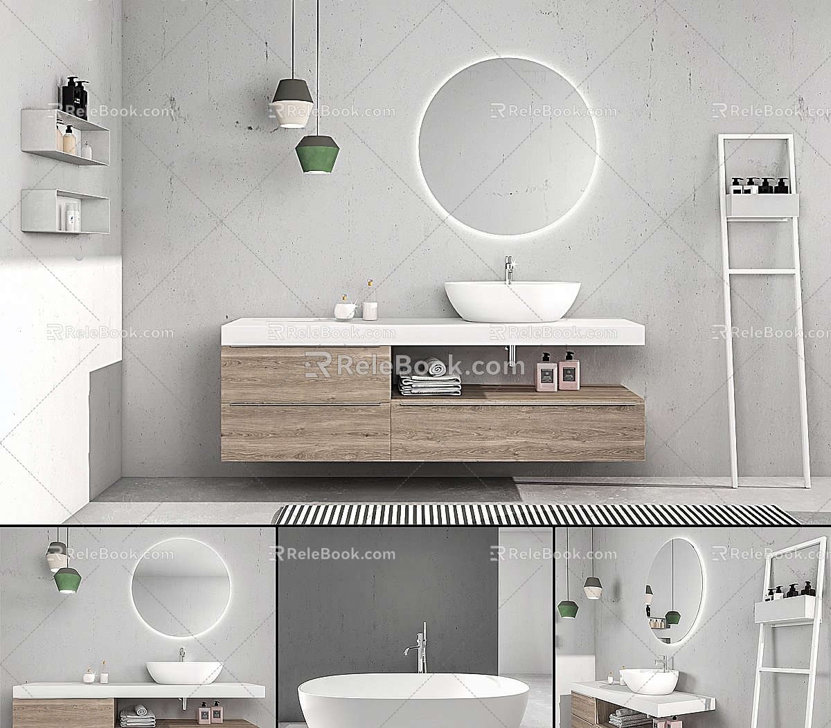 Bathroom Mirror Cabinet Combination Bathroom Toilet Mirror Washstand Cabinet Cosmetic Cabinet Cosmetic Mirror Home Furniture Chandelier 3d model