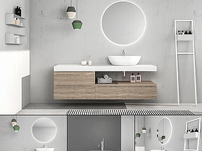 Bathroom Mirror Cabinet Combination Bathroom Toilet Mirror Washstand Cabinet Cosmetic Cabinet Cosmetic Mirror Home Furniture Chandelier 3d model