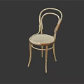 Vintage Curved Wooden Frame Leisure Chair With Light Fabric Padded Seat And Backrest