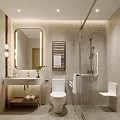 Modern Other Bathroom Interior With Vanity Mirror And Shower 3d model