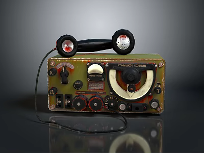 Vintage Military Magnetic Detector Radio With Headphones Knobs And Dials 3d model