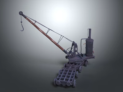 Vintage Steam Function Vehicle With Crane Arm And Wheeled Chassis 3d model