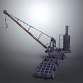 Vintage Steam Function Vehicle With Crane Arm And Wheeled Chassis 3d model