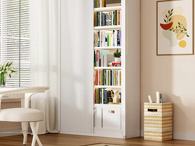White Storage Cabinet with Open Shelves for Books and Decorative Items in Modern Home Interior 3d model