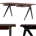 Modern Wooden Desk With Black Metal Legs And Drawer Storage Design