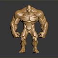 Golden Muscular Man Sculpture With Shiny Surface And Strong Physique