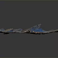 Modern 3D Terrain Model With Colorful Pink Blue Brown Mountainous Topography