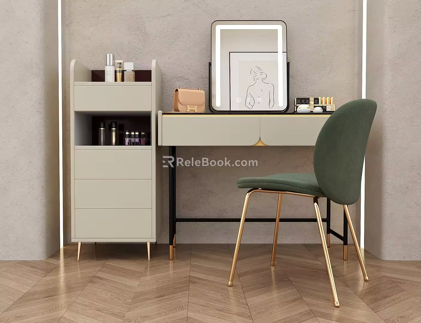 Modern Dressing Table Stool Combination Dressing Table 3d model