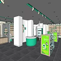 Modern Store Interior Design With Glass Display Cases Shelves And Track Lighting