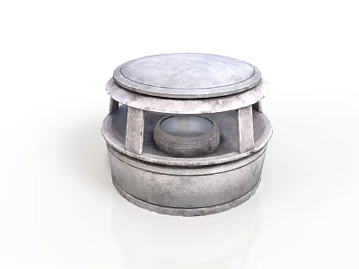 Gray Round Multi layer Metal Equipment With Central Circular Component 3d model