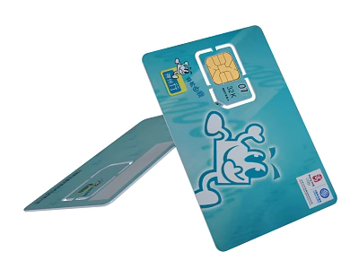 Mobile Digital SIM Card With Cartoon Design And Chip Component 3d model