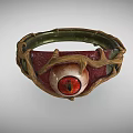 Mythical Fantasy Bracelet With Red Eye And Twisted Green Vine Decorative Design