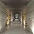 Indoor Art Gallery Space With Green Plant Walls Display Frames Circular Stands And Sculpture