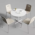 Modern Round White Meeting Table And Four Chairs For Office Conference Room