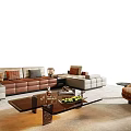 Modern Sofa Coffee Table Set With Leather Upholstery Glass Top And Decorative Pillows