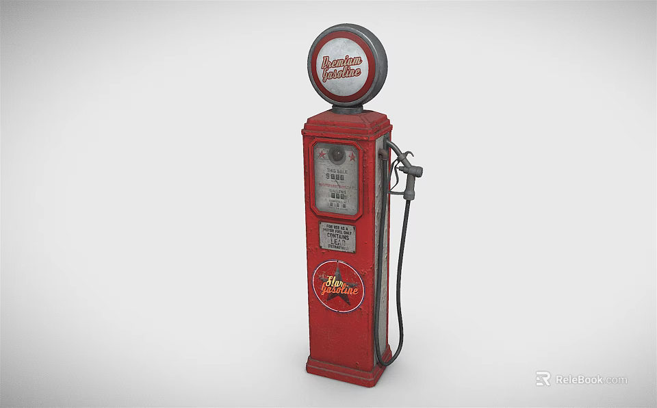 Vintage Red Standard Gasoline Pump From 1920s Era Public Facility With Fuel Nozzle 3d model 