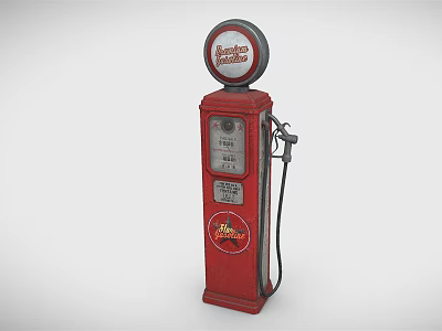 Vintage Red Standard Gasoline Pump From 1920s Era Public Facility With Fuel Nozzle 3d model