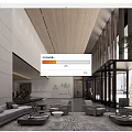 Modern Hotel Lobby With Wooden Ceiling Large Windows Comfortable Sofas And Green Plants