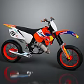 Orange White And Blue Off Road Motorcycle With Red Bull Logo And Sporty Racing Design