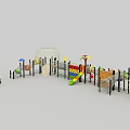 Colorful Playground Equipment With Slides Climbing Nets Dome Structures And Tunnel Features