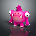 Cute Pink Monster Character With Big Eyes Sharp Teeth And Small Claws 3d model