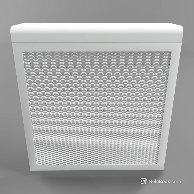 White Square Air Conditioner Vent With Grid Panel And Modern Design Features 3d model