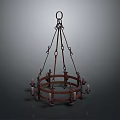 Vintage Iron Chandelier Furniture with Hanging Chains and Circular Candle Holders Design