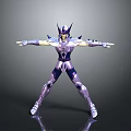 Fantasy Warrior Character in Purple Silver Armor with Arms Outstretched Stance 3D Model Design