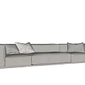 Modern Gray Sectional Sofa With Decorative Pillows For Living Room 3d model