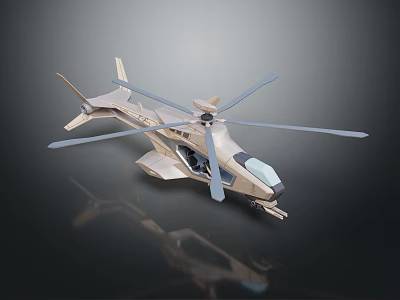 Modern Helicopter Model Showcasing Sleek Aerodynamic Body And Rotor Blades Design 3d model