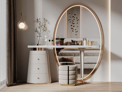 Light Luxury Dressing Table Dressing Table and Chair Side Cabinet Combination model