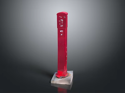 Red Modern Column Structure With Square Base And Smooth Surface 3d model
