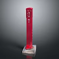 Red Modern Column Structure With Square Base And Smooth Surface