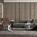 Quiet sofa tea table combination 3d model