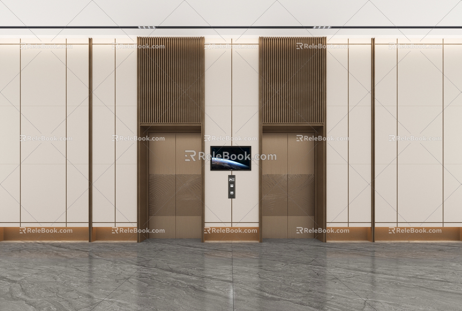 Elevator aisle corridor public area characteristic office building elevator 3d model