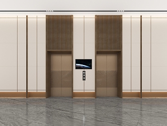 Elevator aisle corridor public area characteristic office building elevator 3d model