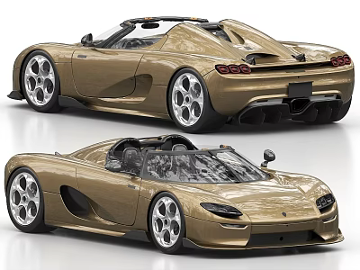 Golden Convertible Sports Car with Sleek Body Design Large Alloy Wheels and Luxury Exterior 3d model