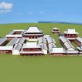 Ancient Chinese Architecture With Traditional Roofs Red Columns And Courtyard Layout