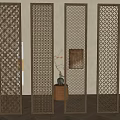 Chinese-style Lattice Hallway Partition Solid Wood Hollow-out Carved Screen 3d model