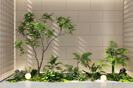 Indoor landscape landscaping courtyard sketch courtyard landscape tree plant pile 3d model