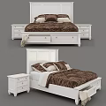Elegant White Double Bed Frame With Brown Comforter Pillows And Nightstand