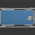 Medical Hospital Bed With Blue Mattress White Frame Side Rails And Wheels