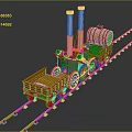 Vintage Steam Train With Tank On Railway Track 3d model