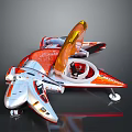 Futuristic Orange And White Spacecraft With Transparent Cockpit And Wings