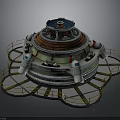 Futuristic Circular Platform Structure With Railing And Support Beams