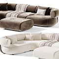 Modern Casual Sofa Set with Ottoman Pillows and Throw Blankets in Multiple Colors 3d model